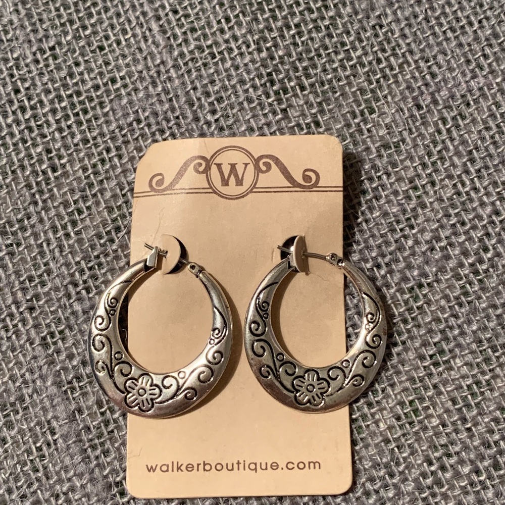 Silver Floral Hoops